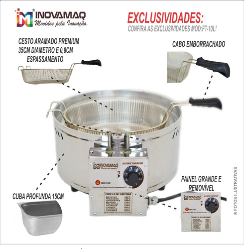 Imagem 4 de 6 de Fritadeira Pastel Churros Elétrica Bancada Tacho Aluminio
