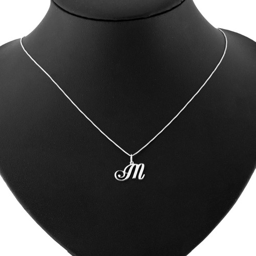 Conjunto Cadena Con Dije Inicial / Letra Plata 925 Cursiva