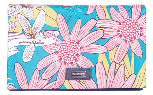 Bolsa Crossbody Hook Pineda Covalin Diseño Herbolaria Flores Color Marino/rjo Morado