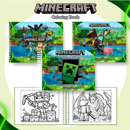 Kit Livro Bobbie Goods Minecraft + 24 Canetas Ponta Dupla