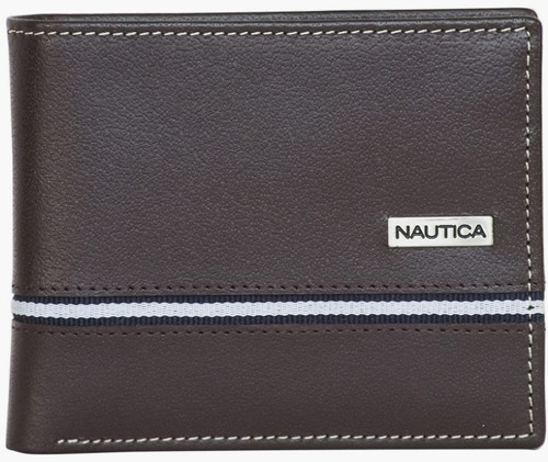 Billetera Nautica - Marron 100% Cuero Genuino - Hombres 