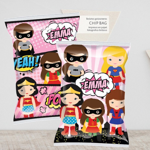 Bolsitas Golosineras Personalizadas Chip Bag Super Girls