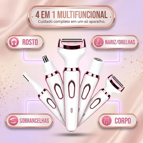 Depilador Feminino 4 Em 1 Recarregavel Usb Rosto Axila