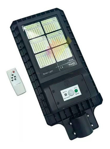 Luminária Solar Led 240w Publica Para Poste Com Controle Cor Preto