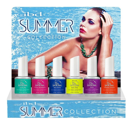 Exhibidor Summer Col Kit 6 Esmaltes Semipermanente  14ml Ibd Color variedad