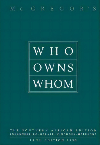Who Owns Whom, De R. Mcgregor. Editorial Graham Trotman Ltd, Tapa Dura En Inglés