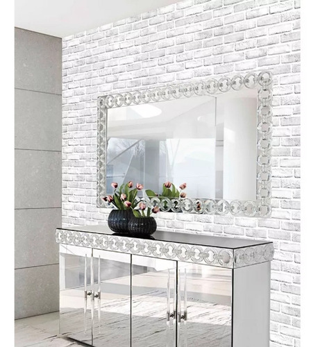 Imagen 3 de 10 de Papel Tapiz Ladrillos Blanco Adhesivo 45cm X 10 Mt 3d Mayore