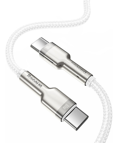Turbo Cable USB-C USB-C Baseus Cáfule de 100 W, 2 m, color blanco