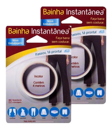 Kit 2 Fitas Bainha Instantânea Magica Faça Barra Sem Costura