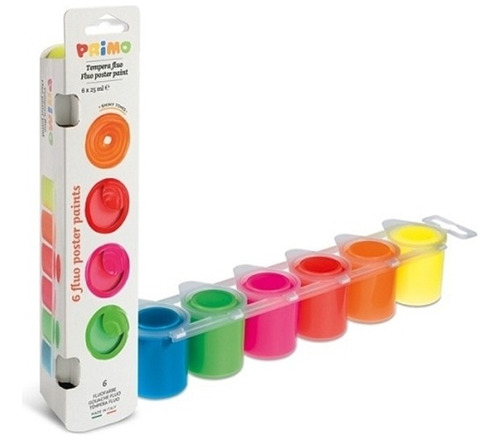 Set X6 Temperas Fluo 25ml Primo Gluten Free Origen Italiano