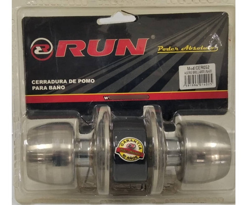 Cerradura De Pomo Para Baño Run - Acero Brill/mate Cer052