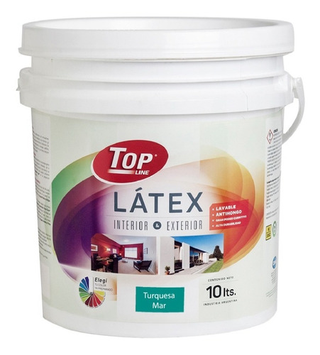 Pintura Latex Lavable Interior Exterior 10 Litros Colores Color Turquesa Mar