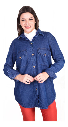 Maxi Camisa Jean Mujer Oversize Dama Talles Grandes Premium