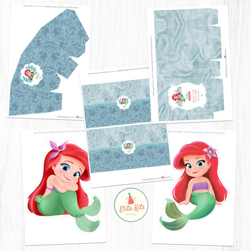 Kit Imprimible La Sirenita Bebe Cumpleaños, Personalizado