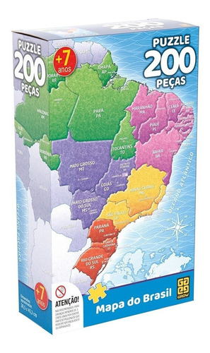 Puzzle 200 Peças Mapa Do Brasil Grow