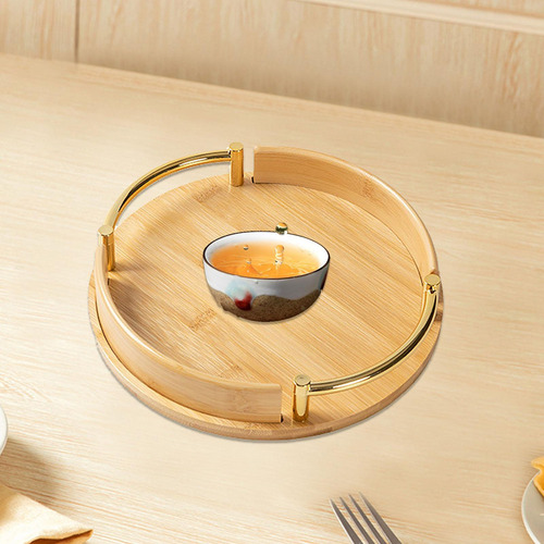 . Bandeja Redonda De Madera Para Servir Con Asas, Comedor
