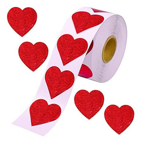 500 Unidades, Calcomanias De Corazon Rojo Con Efecto De Purp