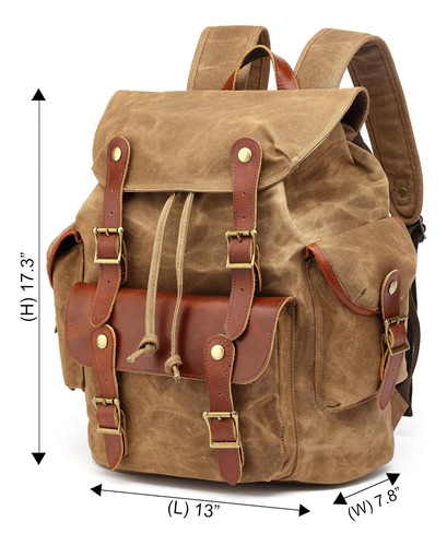 Mochila De Couro De Lona Encerada Huachen Para Homens ' Bols