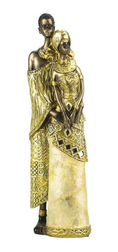 Casal Africanos Vestimenta Dourado 32.5cm