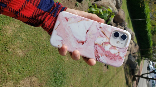 Funda Mármol Color Blanco Y Rosa Para iPhone