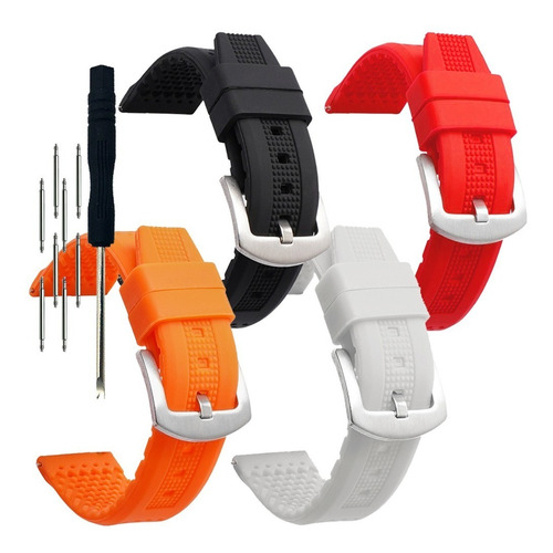 4 Correas De Silicon Race En 18mm 20mm 22mm 24mm Smart Watch