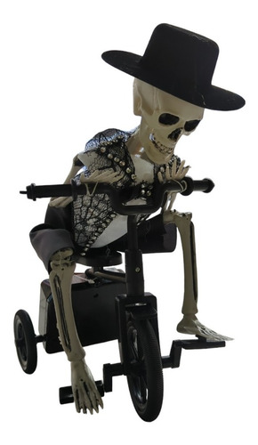 Esqueleto En Bicicleta Sonido Y Movimiento Halloween Deco