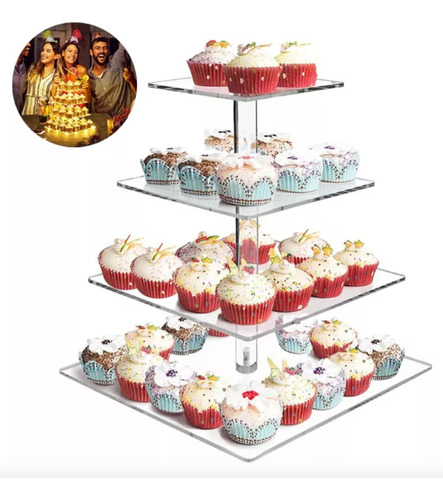 Estante De Pastel De Postre De 4 Capas Con Luz Led