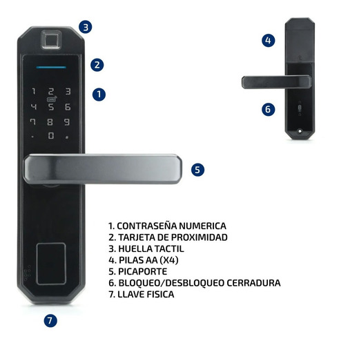 Imagen 5 de 8 de Cerradura Biometrica Digital Smart Huella Tarjeta App Seguro