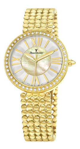 Relógio Pulso Jean Vernier Feminino Aço Dourado Jv01320
