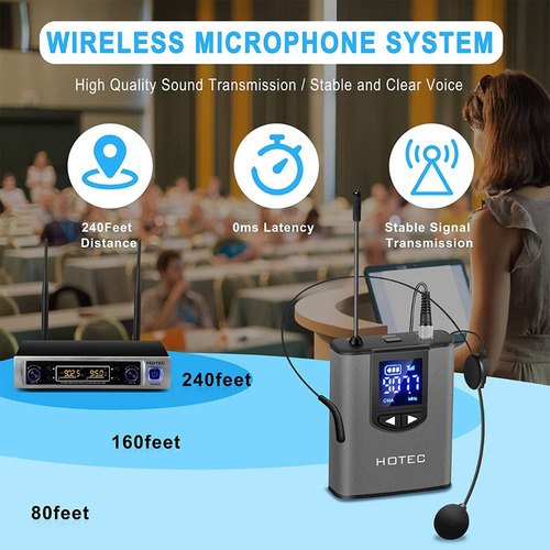 Imagen 7 de 10 de Kit De Micrófono Hotec K25 Inalámbrico Profesional