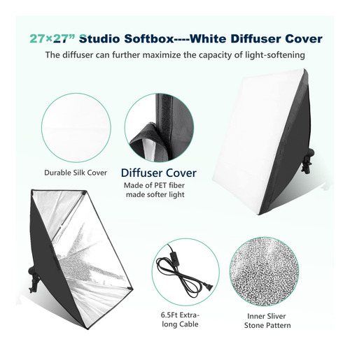 Kit De Iluminación Fotográfica Torjim Softbox, 2 X 27 X 27 C