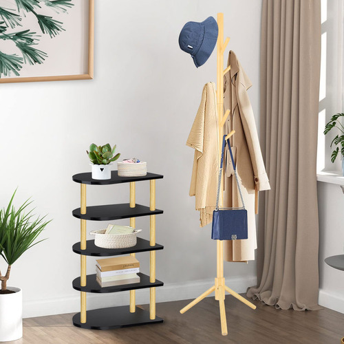 Mesa Auxiliar Minimalista 5 Niveles De Rack Organizador Color Negro