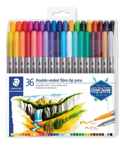 Bolígrafo Staedtler de doble punta, 36 colores, bolígrafo de doble punta 3200tn36
