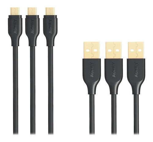 Cable Datos Aukey Usb-a A Micro Usb Paquete De 3 Piezas Gold