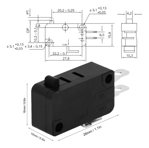 5x Microswitch Para Puerta Horno De Microondas 16a 127v
