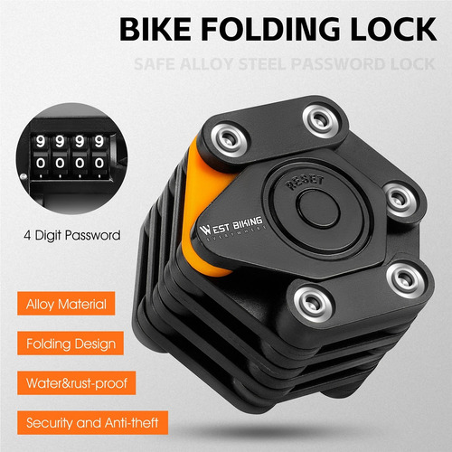 Candado Plegable For Bicicleta, Antirrobo, For Cadena