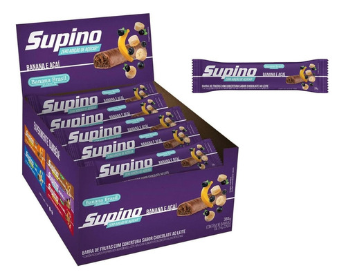 Kit 3 Caixas Barra Supino Zero Banana E Açai Com 16un De 24g