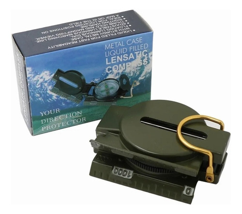 Brújula Lensática Profesional Militar Impermeable Metal Verde