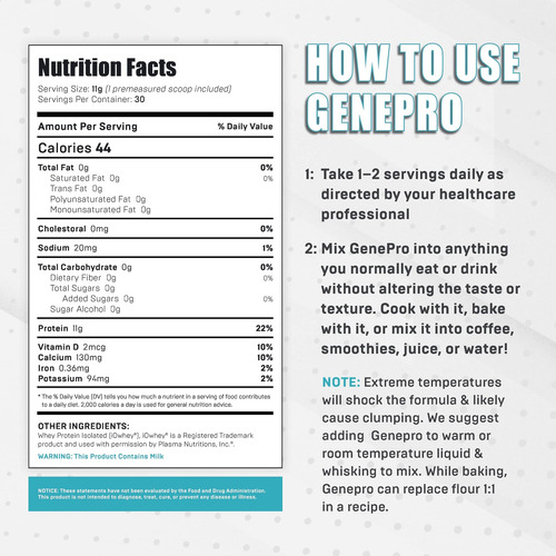 Genepro Gen. 3 Polvo De Proteína Sin Sabor: Nueva Fórmula: B