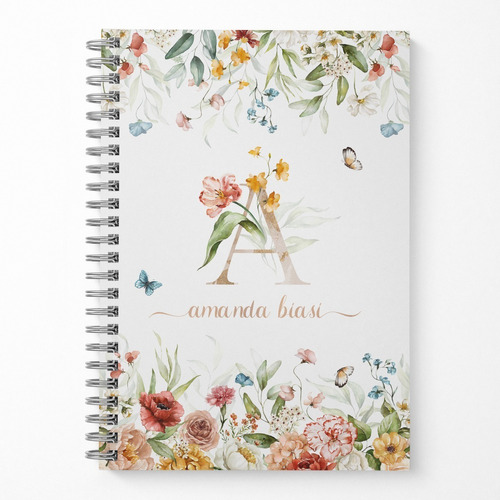 Caderno A4 Personalizado Com Seu Nome -  100 Fls - Garden