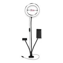 Comprar Ring Light Com Suporte Garra Para 2 Celulares De Mesa 3 Em 1