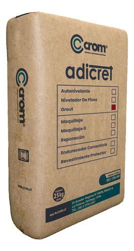 Mortero Grout Anclaje De Pernos Y Nivelación De Placas 25kg