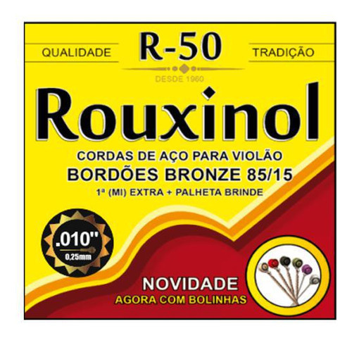 Encordoamento Corda Aço Violao Rouxinol R50 Acab Bolinhas