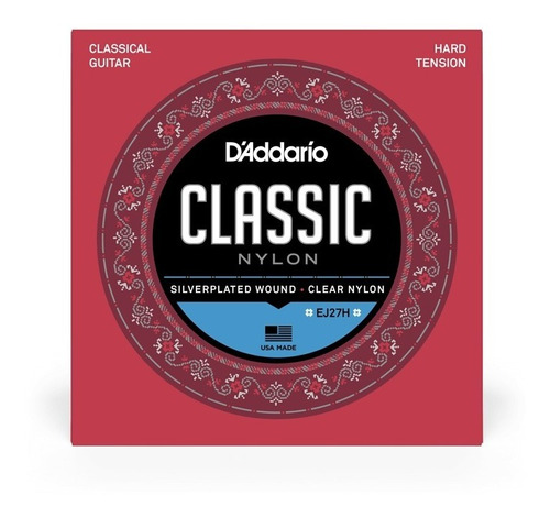 Cuerdas Guitarra D'addario Classic Nylon Ej27h Hard Tension