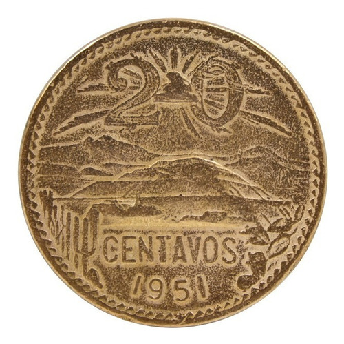 Moneda De 20 Centavos Mexicana Antigua Teotihuacan 1951