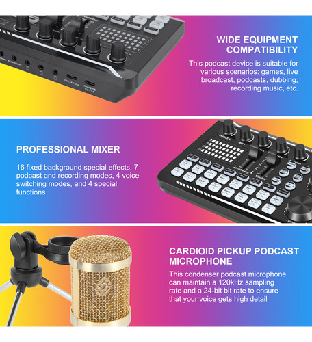 Kit De Tarjeta De Sonido F998, Kit De Micrófono Bm-800, Con