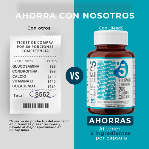 Imagen 7 de 7 de Lifeed Articulación Glucosamina Condroitina Colágeno Calcio