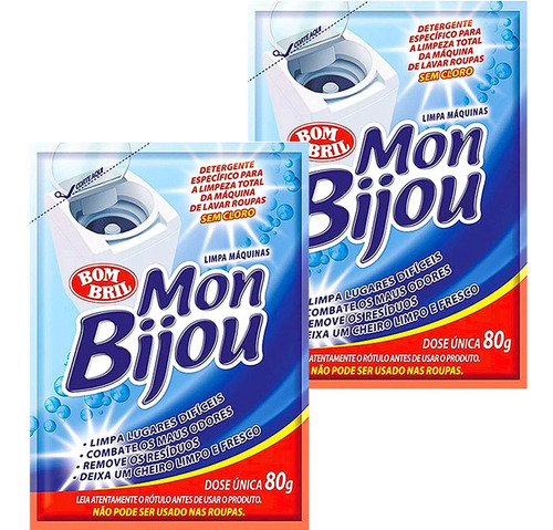 Kit 2 Detergente Limpa Maquinas Mon Bijou 80gr Dose Unica