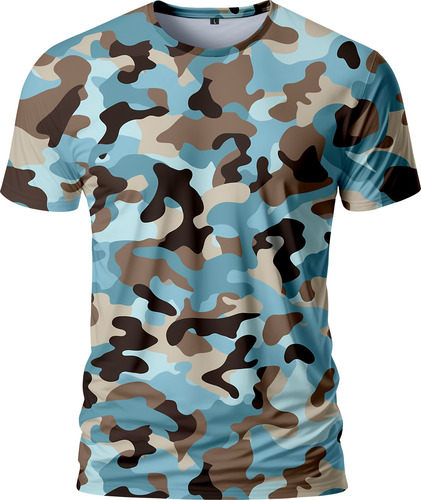 Remera Camuflada Turquesa Marron Militar Tactica Fullprint