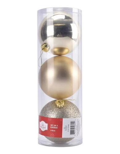 Esferas Navidad Gigantes Grandes 12 Cm Navideño Dorada Oro